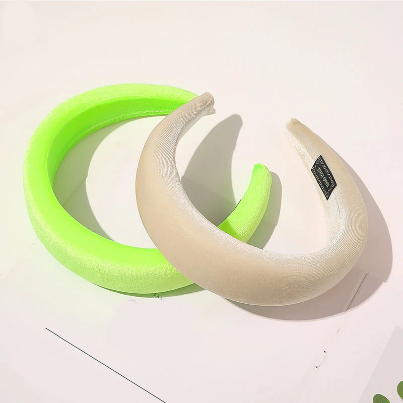 Color: Brown - 2020 New Padded Headbands for Women Wide Bezel Hairbands Thick Velvet Hair Hoop Girls Sponge Non-slip Hairband Hair Accessories