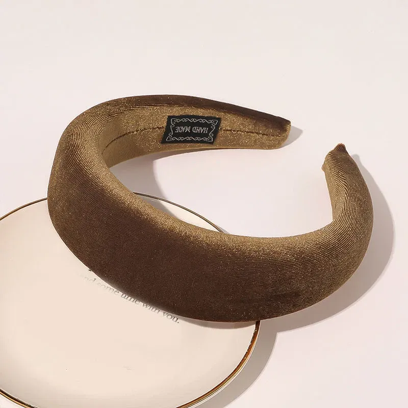 Color: Brown - 2020 New Padded Headbands for Women Wide Bezel Hairbands Thick Velvet Hair Hoop Girls Sponge Non-slip Hairband Hair Accessories