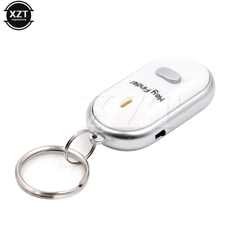 Color: WHITE - Smart Wireless Anti-lost Mini Keychain Whistle Flash Remote Kid Bag Wallet Key Finder Locator Alarm Reminder Phone Anti-theft