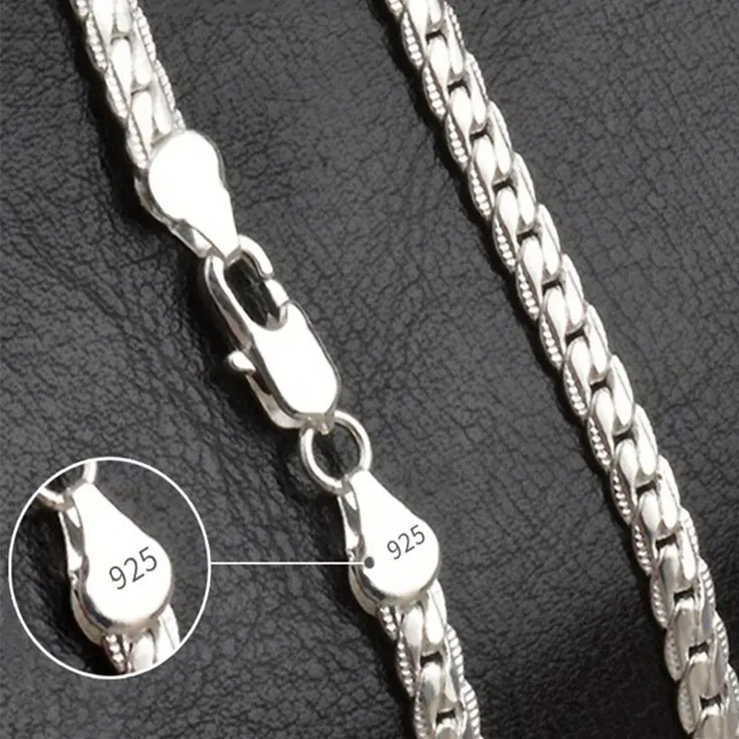 Length: 50cm - 20-60cm Silver Color Luxury Brand Design Noble 6mm Necklace Chain For Woman Men Fashion Wedding Engagement Jewelry