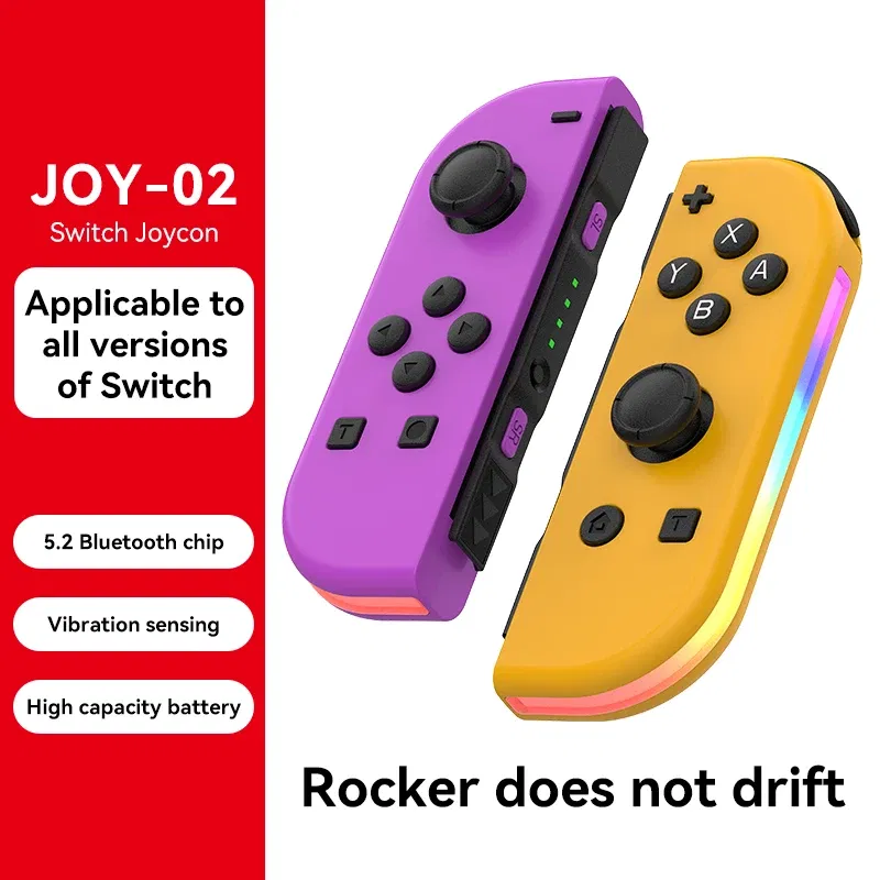 Color: Yellow - STORM WYRM Bluetooth Joystick for Switch NS Game Left and Right Wireless RGB With Light Small Handle JOY-02