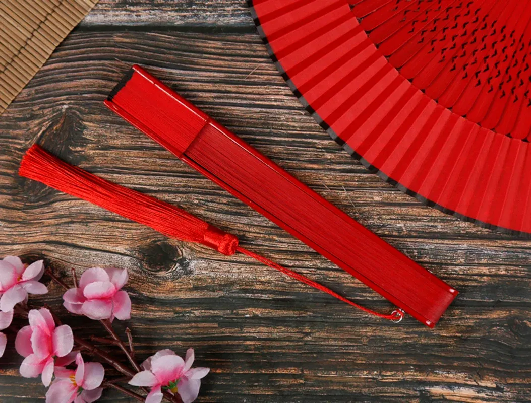 Color: Light Grey, Fan Size: 6.3 inches - Red Solid Color Women's Dance Hand Folding Fan Personalized Wedding Fan Bamboo Fan Chinese Style Silk Fan Household Hand Fan