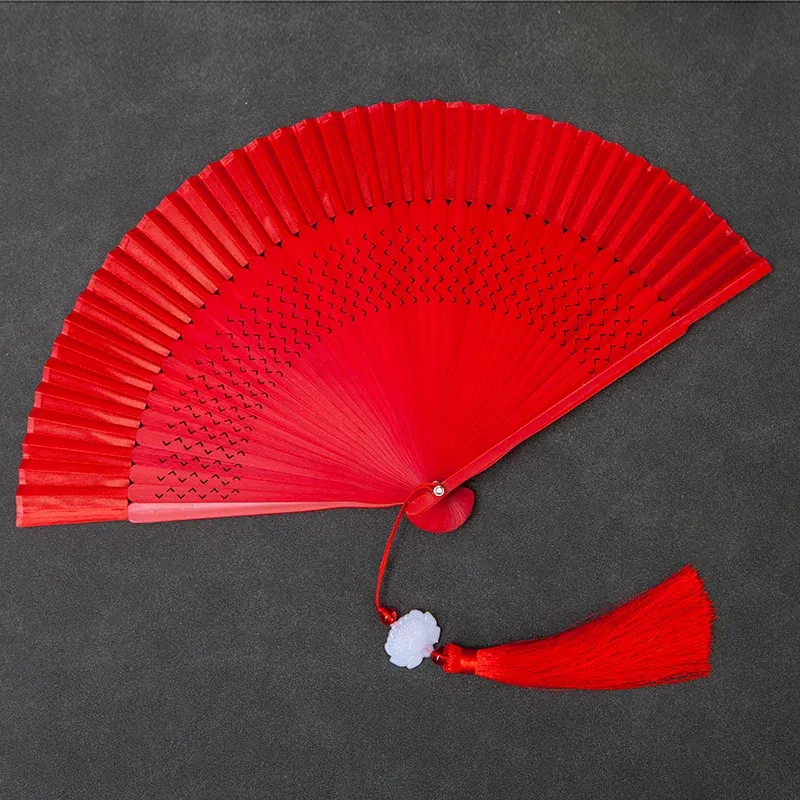 Color: Light Grey, Fan Size: 6.3 inches - Red Solid Color Women's Dance Hand Folding Fan Personalized Wedding Fan Bamboo Fan Chinese Style Silk Fan Household Hand Fan