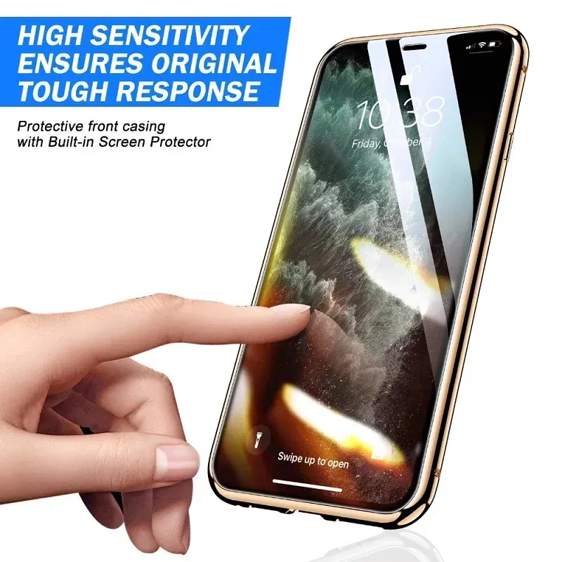 Color: Blue, Material: Canvas - Magnetic Metal Case For iPhone 15 14 13 12 11 Pro 14Pro Max XS X XR 7 8 14Plus 12 Mini SE 2020 Double Sided Tempered Glass Cover