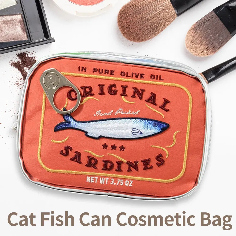 Color: green - Canned Sardines Style Storage Bag Cute Bath Travel Bag Creative Portable Fashion Zipper Multi-function Soft for Weekend Vacation