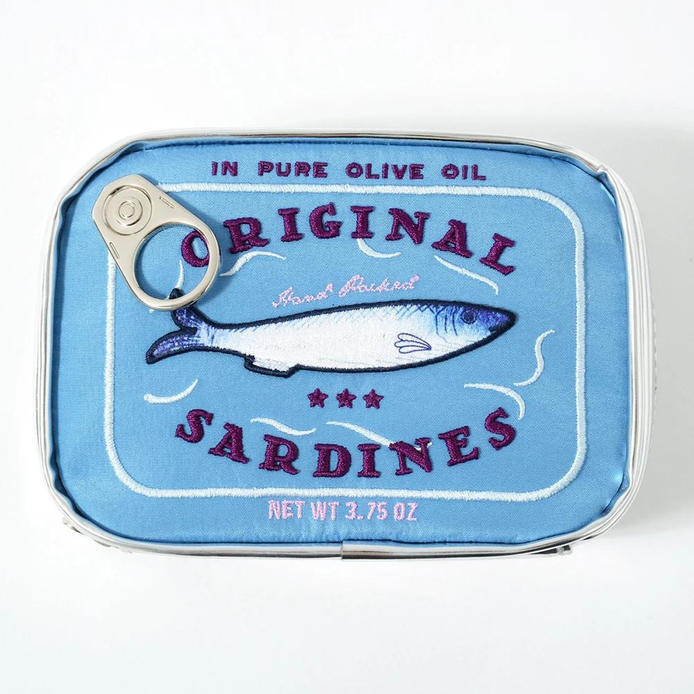 Color: green - Canned Sardines Style Storage Bag Cute Bath Travel Bag Creative Portable Fashion Zipper Multi-function Soft for Weekend Vacation