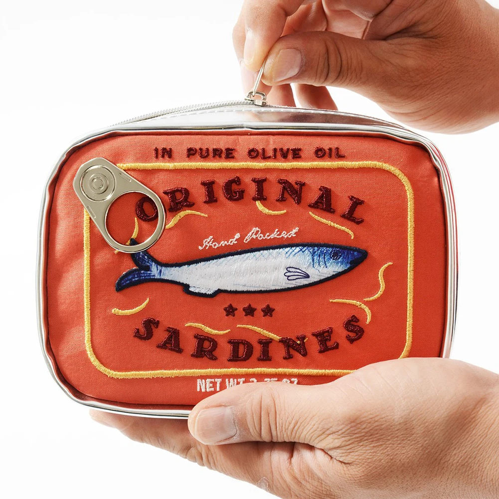 Color: green - Canned Sardines Style Storage Bag Cute Bath Travel Bag Creative Portable Fashion Zipper Multi-function Soft for Weekend Vacation