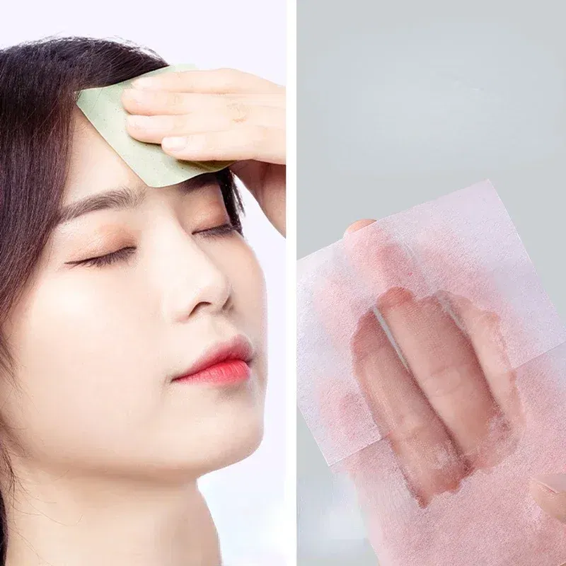 Color: Black - 100pcs/set Facial Oil Blotting Paper Matte Face Wipes Oil Control Oil-absorbing Face Cleaning Beauty Makeup Tools Accessories