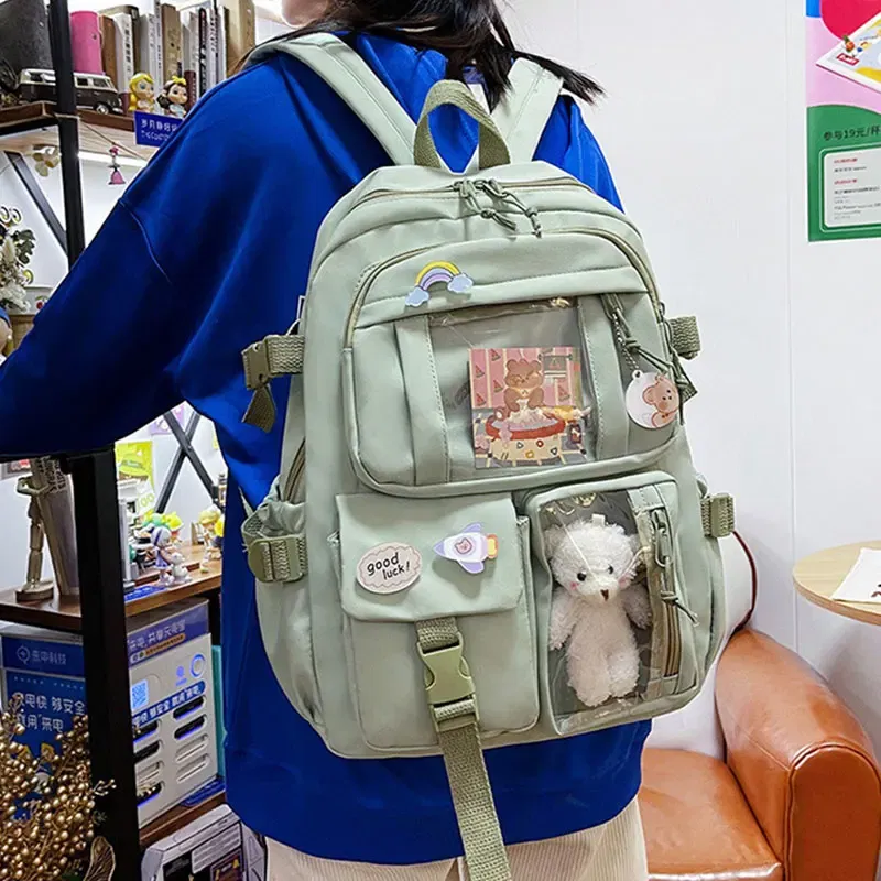 Color: PURPLE - Cute Girls Backpack Fashion Cartoon Teen Student School Backpack Lovely Women's Bag Versatile Laptop Girl's School Bag