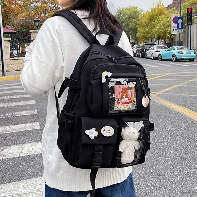 Color: PURPLE - Cute Girls Backpack Fashion Cartoon Teen Student School Backpack Lovely Women's Bag Versatile Laptop Girl's School Bag