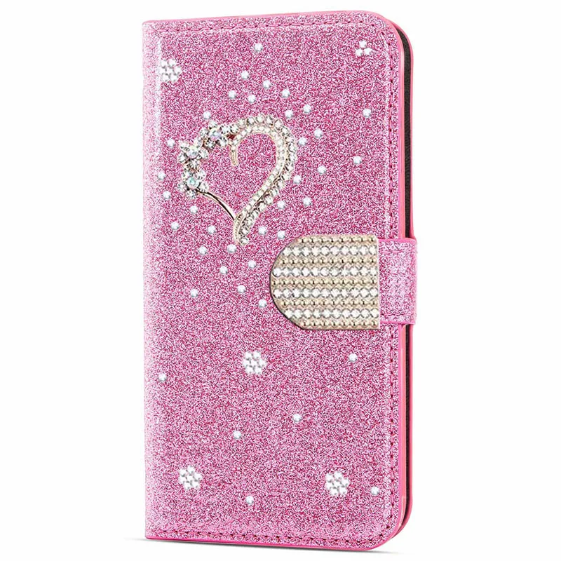 Color: Pink, Material: Neoprene - Glitter Wallet Leather Case For Samsung Galaxy S25 FE S24 Ultra S23 Plus S22 S21 A35 A36 A56 A55 A13 A14 A15 A16 A26 A34 A33 A54