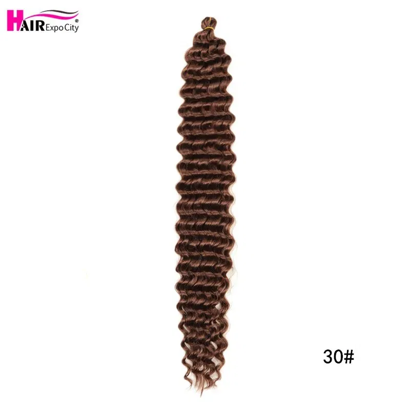 Color: #30, Ships From: CN, Stretched Length: 22inches, Bulk Buy: 1Pcs/Lot - 22-28 Inch Freetress Deep Twist Crochet Hair Natural Synthetic Braids Hair Ombre Crochet Braiding Hair Extensions Hair Expo City
