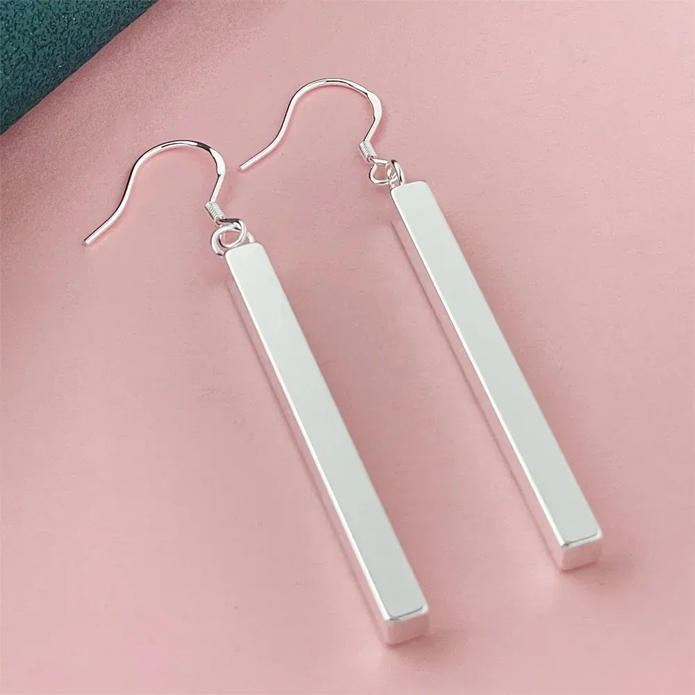 Gem Color: Ivory - 925 Silver Heart Shape Earrings Women Exquisite Student Jewelry Accessories
