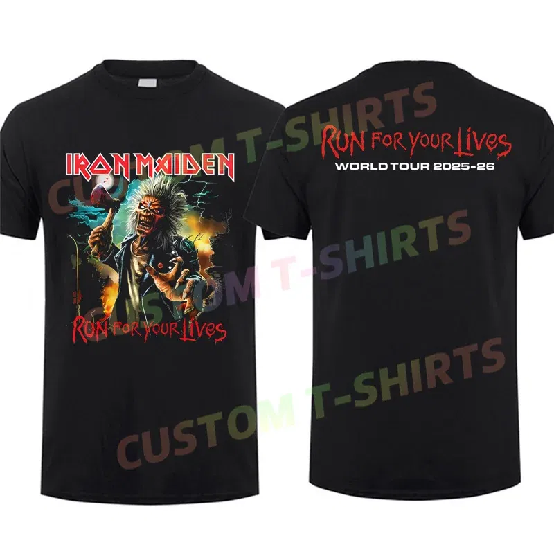 Color: Brown, Size: XXXL - 2024 Men T Shirt Casual Iron The Future Past 2024 Tour Maidens T-shirt Graphic Summer Short Sleeves 100% Cotton S-3XL Cool Tee