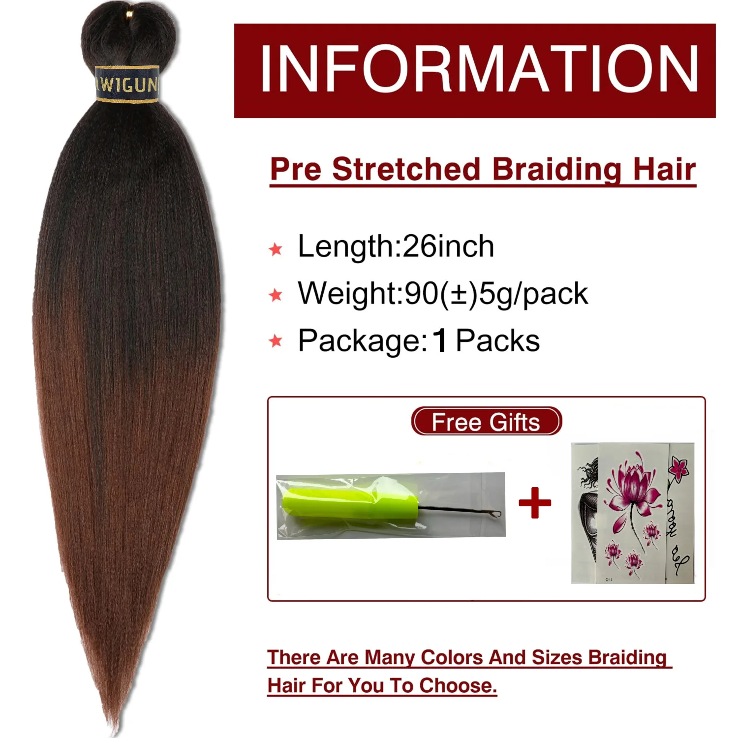 Color: OMBRE, Stretched Length: 26inches, Bulk Buy: 1Pcs/Lot - Kanekalon 26inch Hot Water Set Pre Stretched Jumbo Braiding Hair Box Twist Braids Synthetic Hair Extensions For Women Soft Yaki