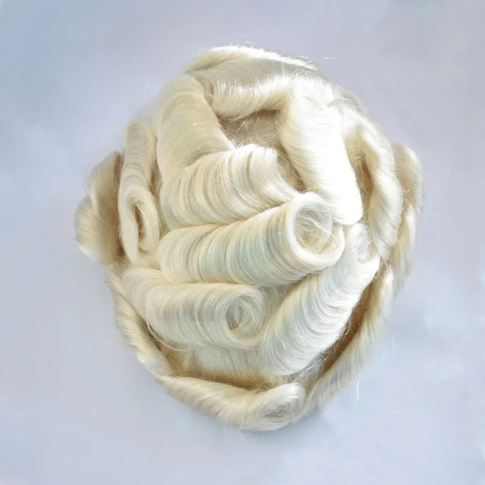 Toupee Color: 60R#, Toupee Density: 100%, Length: 6 inches, Ships From: CHINA, Toupee Size: 8x10 - Men Toupee Hair Systems Ultra Thin Skin 0.06MM V-LOOP Capillary Prosthesis Invisible Hairline Real Human HairPieces Hair Units