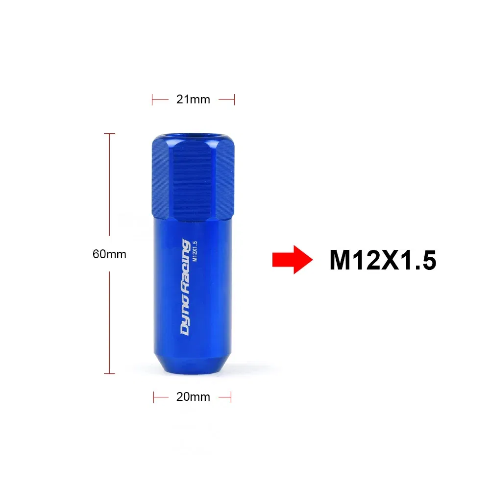 Color Name: Red - Dynoracing 60MM M12*1.5 Wheel Nuts New 20PCS Racing Lug Wheel Nuts Screw Aluminum Lug Nut M12X1.5 BX100442