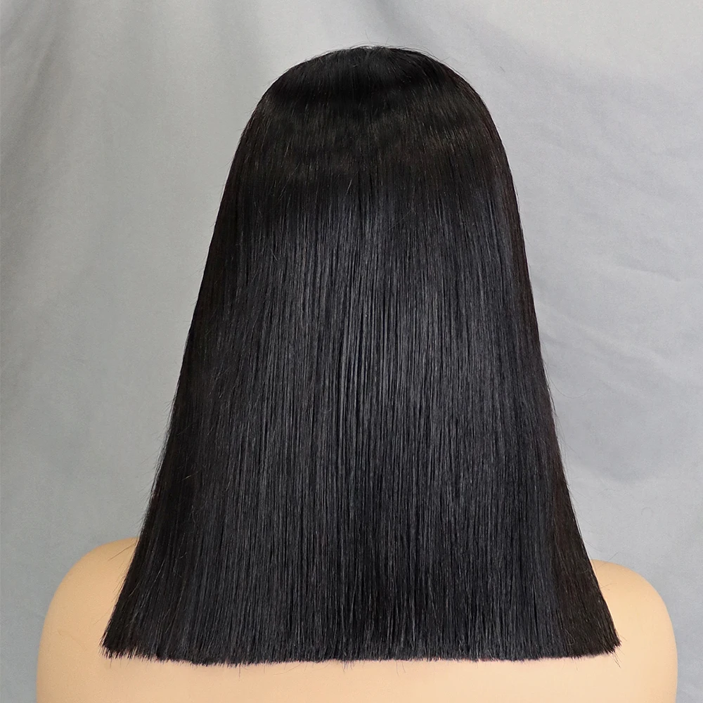 Stretched Length: 12INCHES, Lace Wig Type: slide part, Density: 100% - 350% 5x5 HD Lace Glueless Wig 10-14 inch Blunt Cut Bone Double Drawn 12A Hair Straight Bob Human Hair Wig Closure Frontal Wigs
