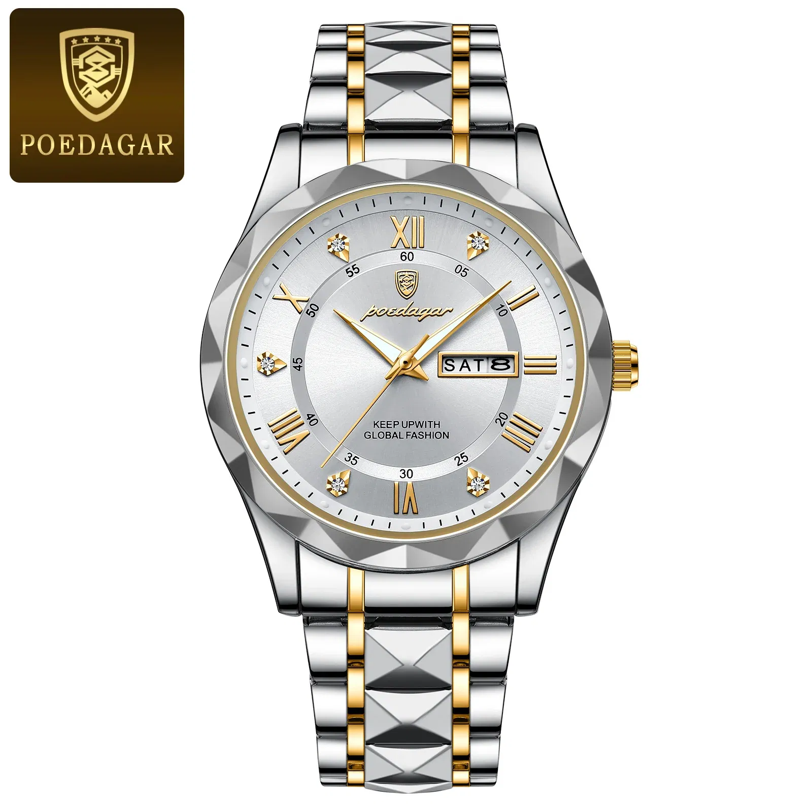 Color: Blue - POEDAGAR Luxury Business Man Wristwatch Waterproof Luminous Date Week Men Watch For Men Quartz Clock Leather Men's Watches reloj