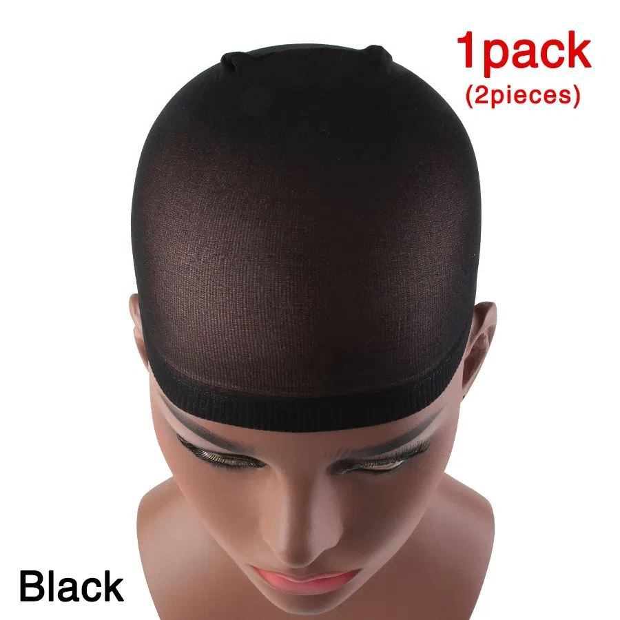 Color: Natural Black - 1/2/3Packs Wig Cap Stocking Stretch Stocking Wig Caps For Making Wigs Caps Hairnets Stretch Elastic Wig Weaving Cap Brown Black