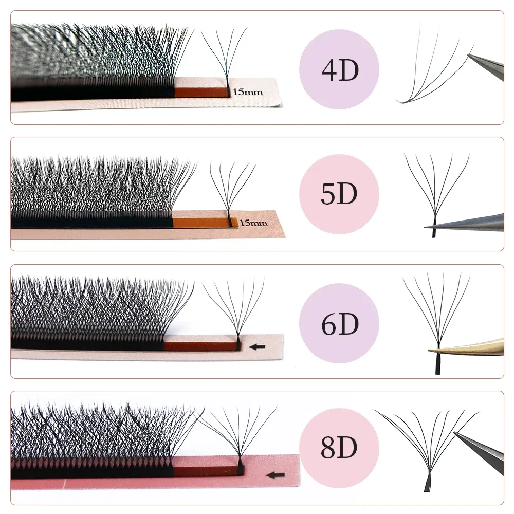 Color: Orange, Curl: D, Thickness: 0.07mm, Length: 15mm, Ships From: CHINA - Goddess 3D/4D/5D/6D/7D/8D W Shape lashes 4D Premade Fan Lash Extensions 0.07 C/D Curl Natural Soft High Quality Idividual Lashes