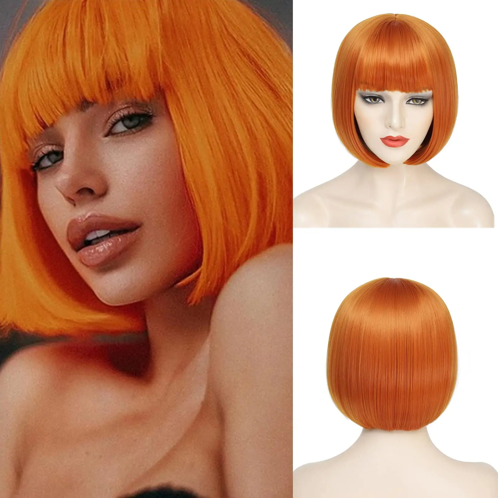 Color: FS1B/99J, Stretched Length: 12inches - 12-inch pink short straight hair synthetic wig for cosplay, pompadour hairstyle, daily high-temperature hair wig