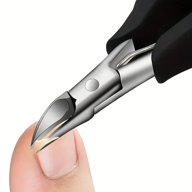 Color: Light Grey - Professional Grade Concave Stainless Steel Nail Clippers for Thick Nails and Ingrown Toenails Sharp Curved Blade for Easy Trimmi