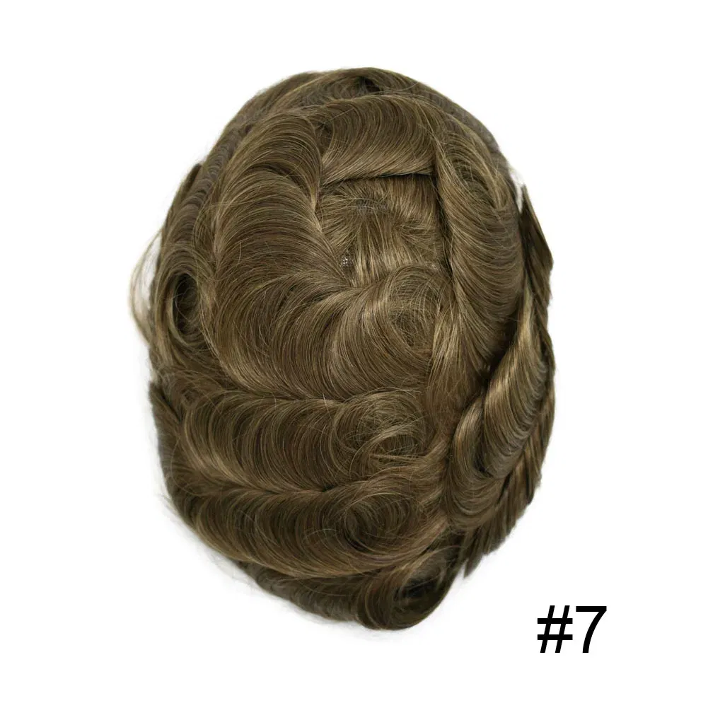 Toupee Color: 7#, Toupee Density: 100%, Length: 6 inches, Ships From: CHINA, Toupee Size: 8x10 - Men Toupee Hair Systems Ultra Thin Skin 0.06MM V-LOOP Capillary Prosthesis Invisible Hairline Real Human HairPieces Hair Units