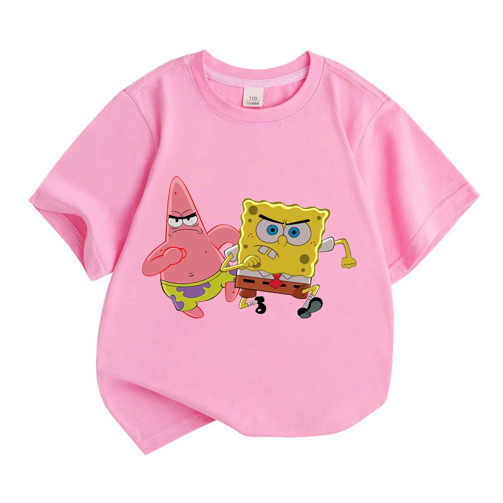 Color: WHITE, Kid Size: 14T - Mr. Krabs Squidward Sandy Spongebob T-shirt 100%Cotton Children Round Neck Short-sleeved Boys Girls Fashion Kids Clothes
