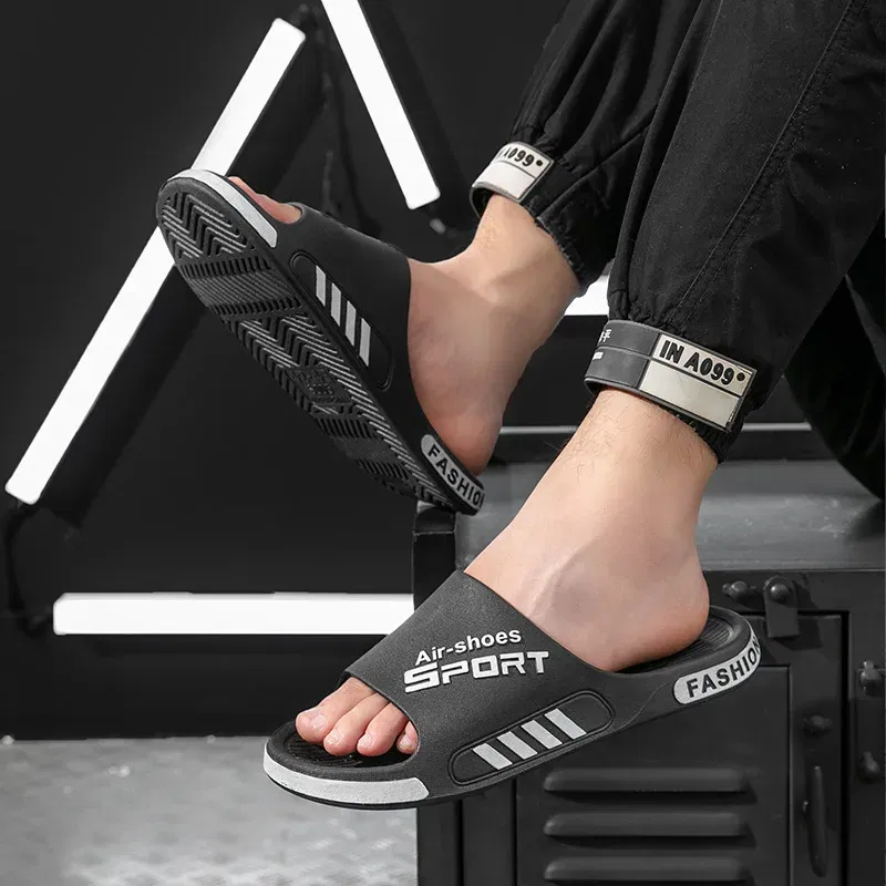 Color: Brown, Shoe Size: 4 - Fashion Men's Slippers PVC Soft Sole Non-slip Slides Casual Outdoor Beach Flip Flops Home Bathroom Couples Slippers New Sandal