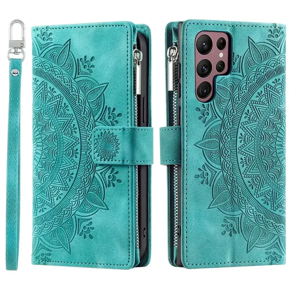 Color: green, Material: Artificial Leather - S24 Ultra S23 Plus S 22 CrossBody Strap Zipper Wallet Case for Samsung Galaxy S22 S23 FE S21 S20 23 24 Ultra Note 20 Book Cover