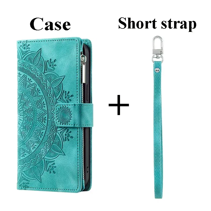 Color: green, Material: Artificial Leather - S24 Ultra S23 Plus S 22 CrossBody Strap Zipper Wallet Case for Samsung Galaxy S22 S23 FE S21 S20 23 24 Ultra Note 20 Book Cover