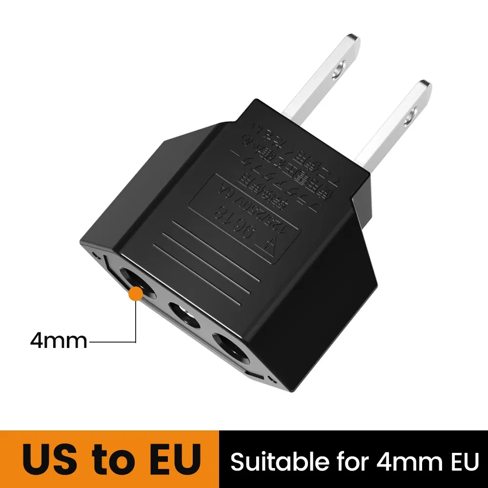 Color: WHITE - Elough 4.0mm US To EU Converter Plugs European EU To US America Travel Plug Adapter US to EU Power Adapter Electrical Plug