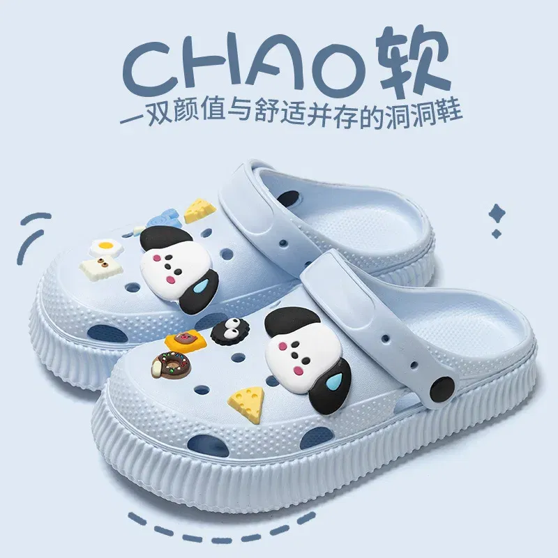 Color: Dark Grey, Shoe Size: 40-41 - Shoes hole shoes girls wear outside couple bag head women cool slippers