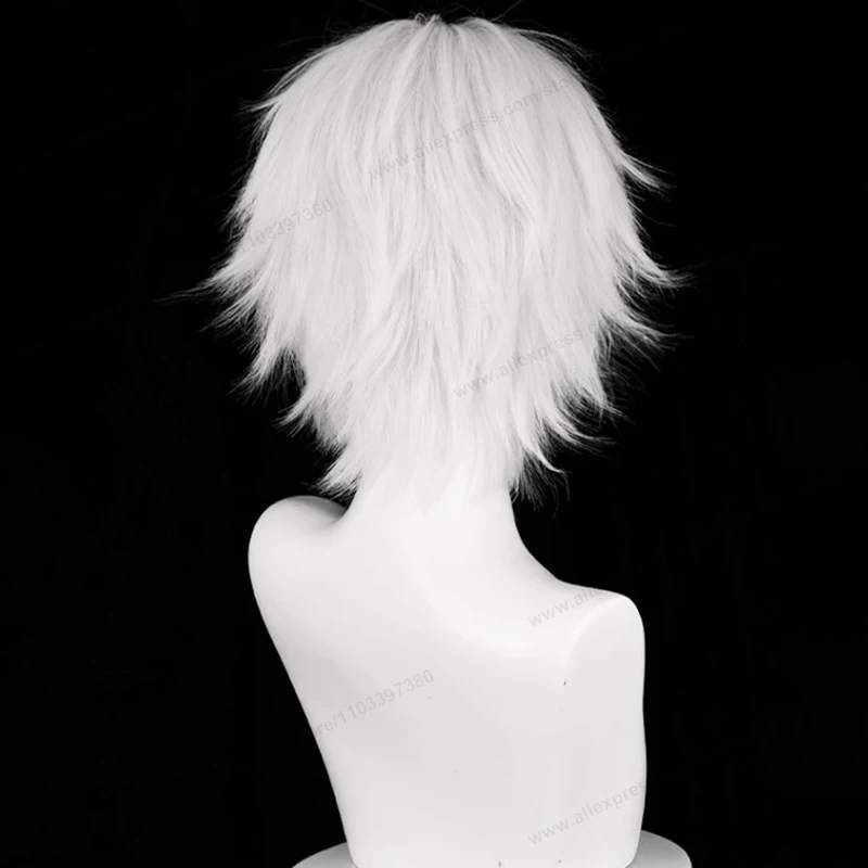Kaneki Ken Cosplay Wig 30cm Short Silver White Man Hair Anime Heat Resistant Synthetic Wigs