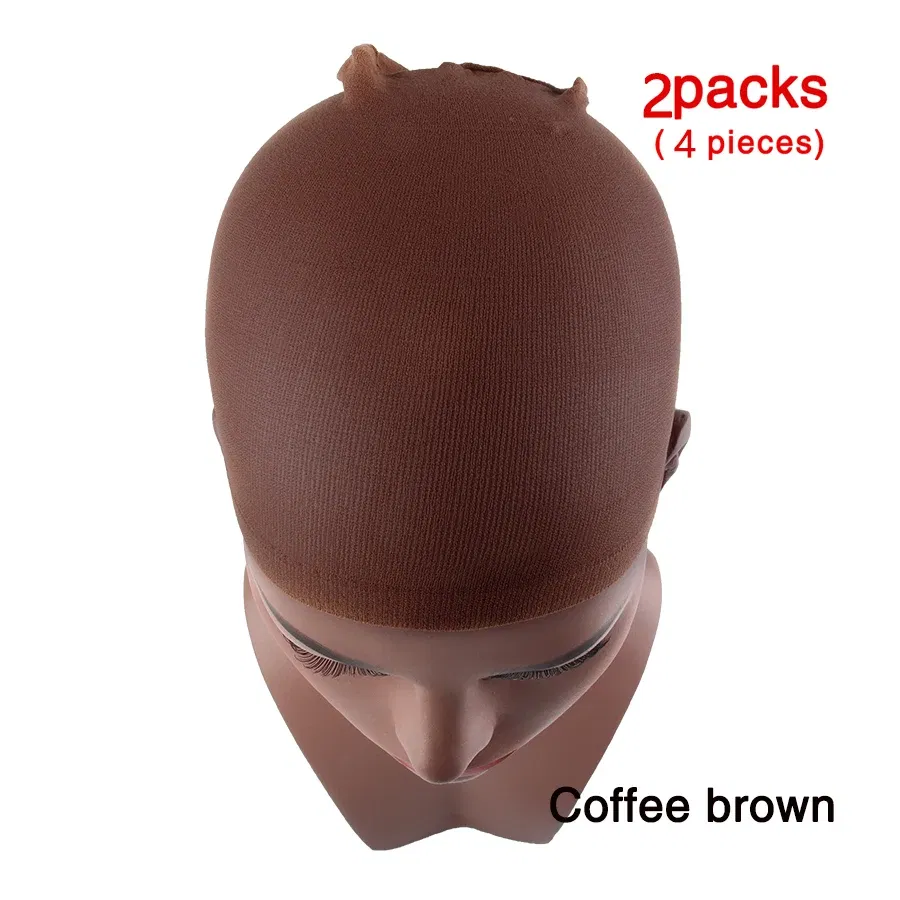 Color: Medium Brown - 1/2/3Packs Wig Cap Stocking Stretch Stocking Wig Caps For Making Wigs Caps Hairnets Stretch Elastic Wig Weaving Cap Brown Black