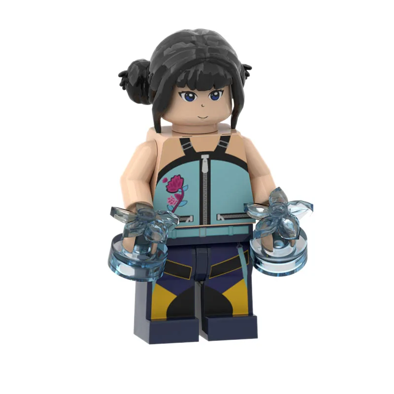 Color: black - New KPOP Demon Hunters Cartoon Doll Building Blocks Kawaii Mini Action Figure Head Assembly Toys Child Educational Toys Gift