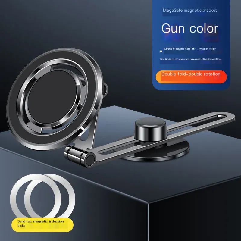 Color: black - Car Phone Holder Adjustable Foldable Bracket 360 Degree Rotating Aluminum Alloy for BYD Atto 3 Song Tang Tesla Model 3/Y/X/S