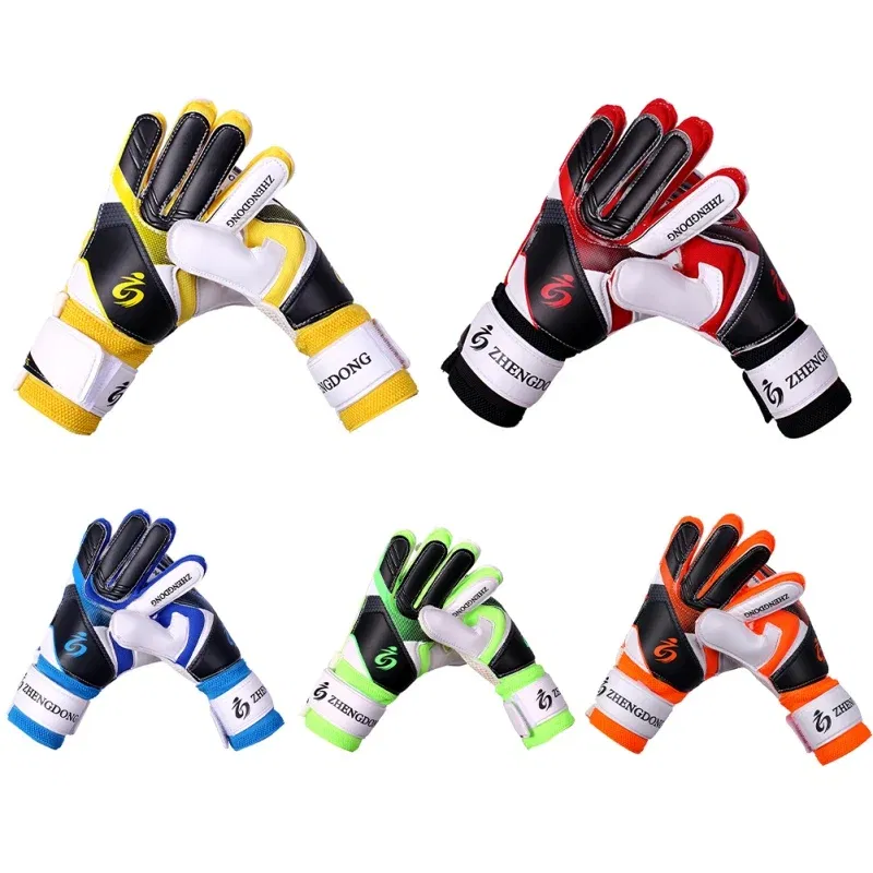 Color: Blue, Size: M - Adults Kids Professional Soccer Goalkeeper Gloves Finger Protection Goal Thickened Latex Football Gloves for futbol futebol Goal