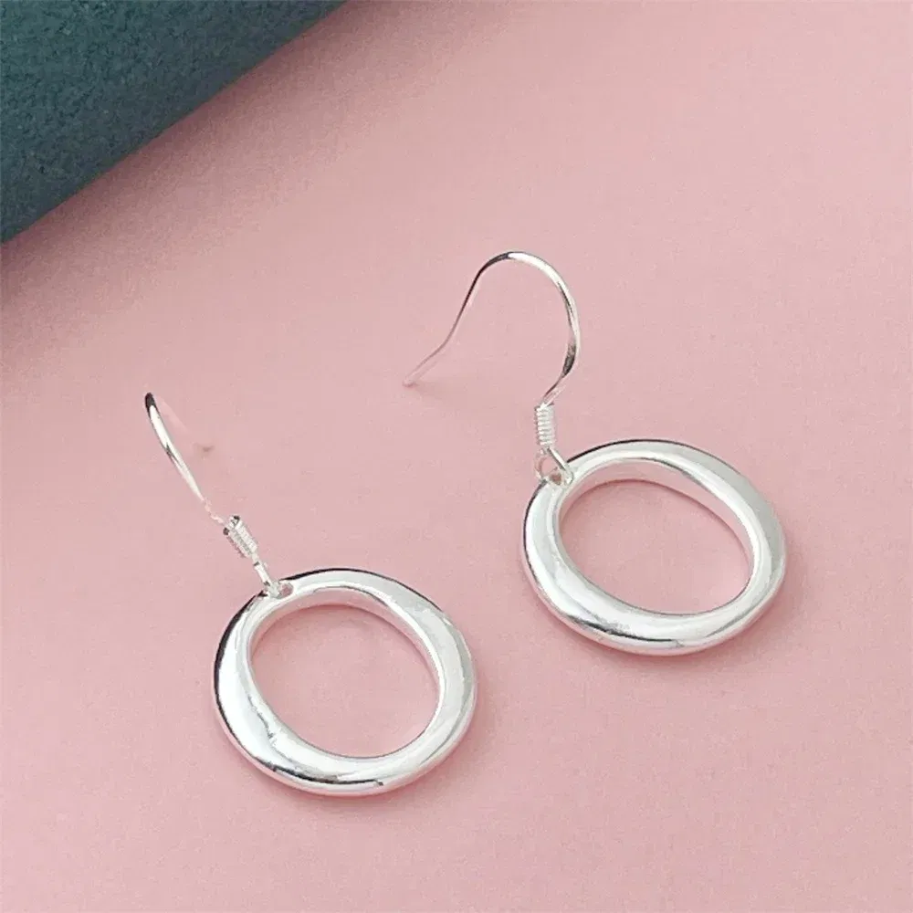 Gem Color: SKY BLUE - 925 Silver Heart Shape Earrings Women Exquisite Student Jewelry Accessories