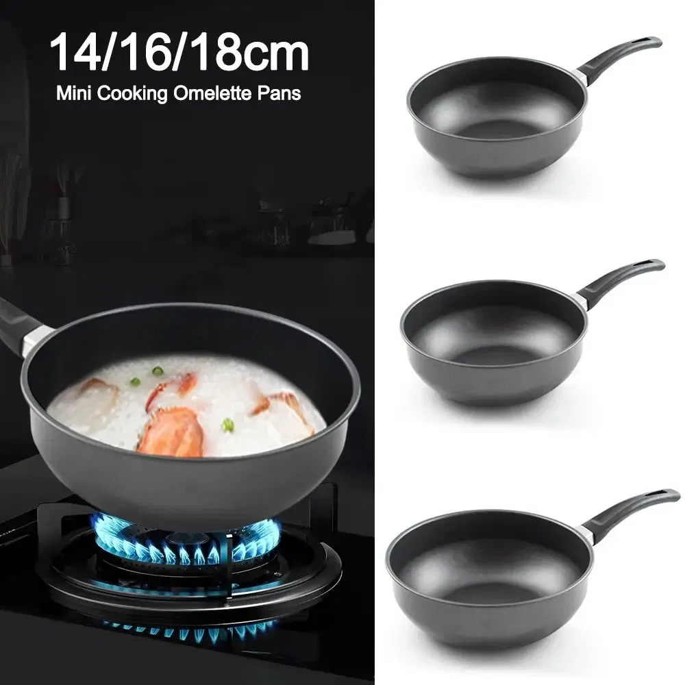 Color: WHITE - Frying Pan Mini Cooking Omelette Pans Non-stick Iron Pancake Egg Fryer With Long Handle Kitchen Gadgets
