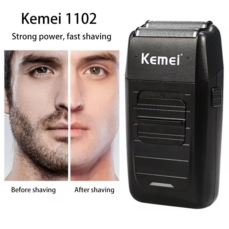 Color: Silver - Kemei Professional Electric Hair Clipper Kit Rechargeable Hair Trimmer Shaver for Men USB Charging Beard Razor KM-2797 KM-1102