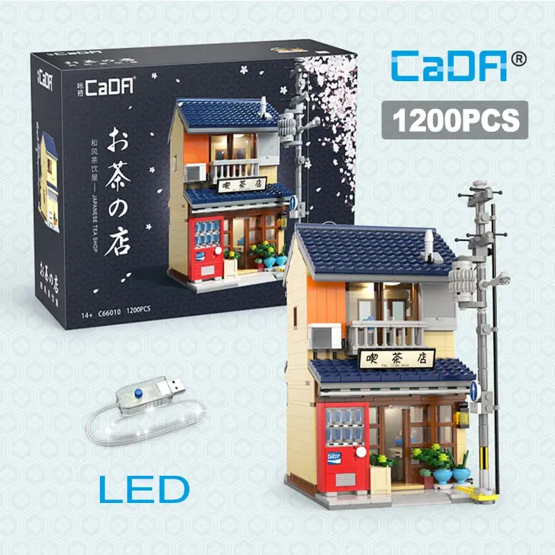 Color: WHITE - With Packaging BOX LED City Japanese Tea Shop House Architecture Building Blocks Friends Shop Figures Bricks Toys for Kid Gifts