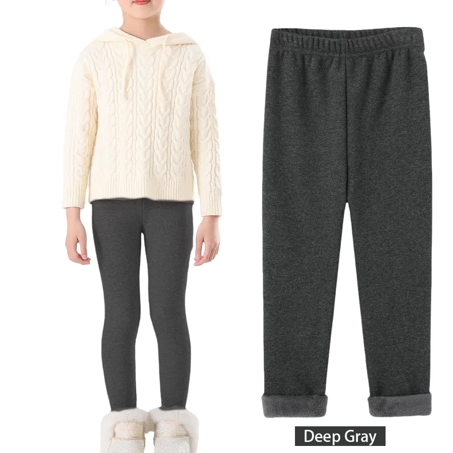 Color: Dark Grey, Size: 68, Ships From: CHINA - SheeCute Girls Winter Warm Pants Kids Fleece Lined Leggings for 3-11 Years SCW7101