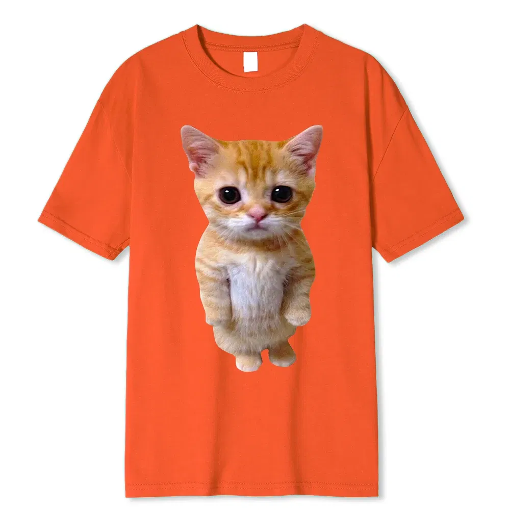 Color: Blue, Size: S - El Gato Meme Sad Crying Cat Munchkin Kitty Meme Trendy Graphic T-shirt Unisex Fashion Short Sleeve T-shirts Oversized Streetwear
