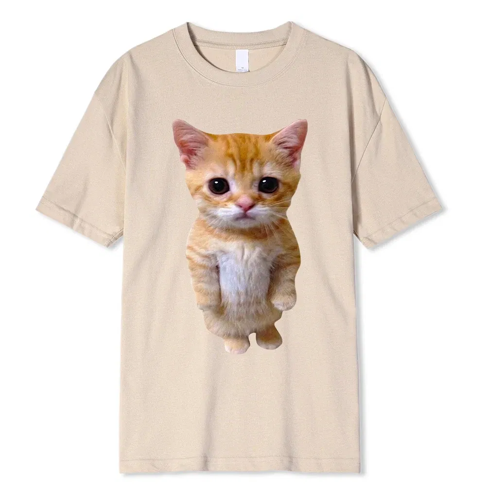 Color: Blue, Size: S - El Gato Meme Sad Crying Cat Munchkin Kitty Meme Trendy Graphic T-shirt Unisex Fashion Short Sleeve T-shirts Oversized Streetwear