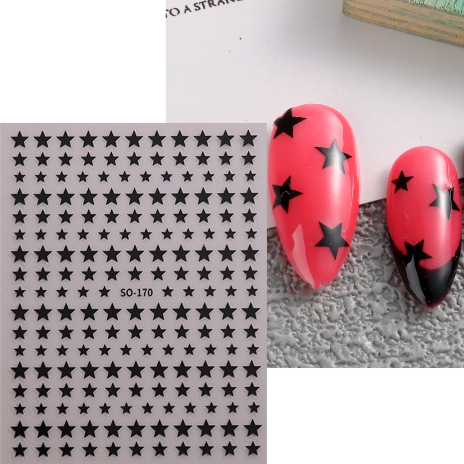 Color: Yellow - Sliver Stars Nails Stickers 3D Bronzing Laser White Cross Starlight Glossychic Y2k Stylish Adhesive Manicure Decorations SO-167