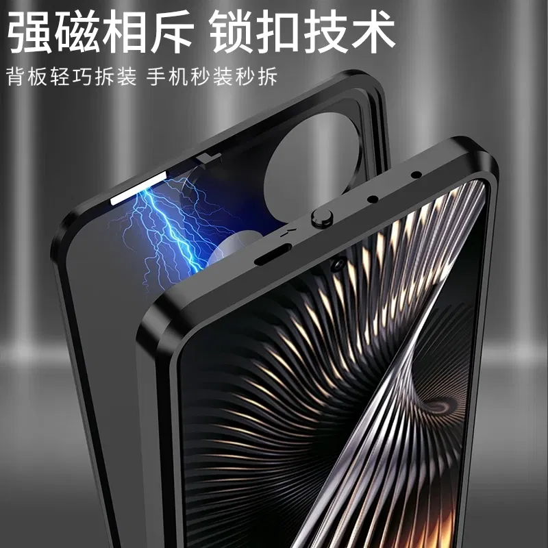 Color: Gold, Material: ABS - Aluminium Alloy Metal Frame Case For Poco F6 Case Matte transparent Acrylic Back Cover For Xiaomi POCO F6 5G Redmi Turbo3 Bumper
