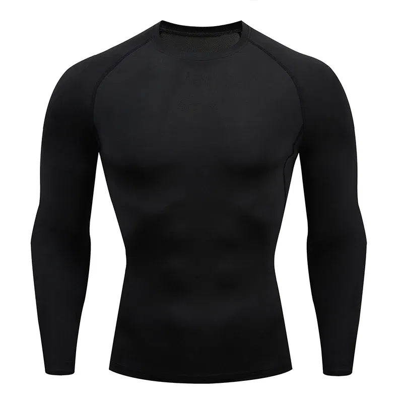 Color: green, Size: M - Men Bodybuilding Sports T-Shirt Quick Dry Running Shirt Long Sleeve Compression Top Gym T Shirt Men Fitness Tight Rashgad
