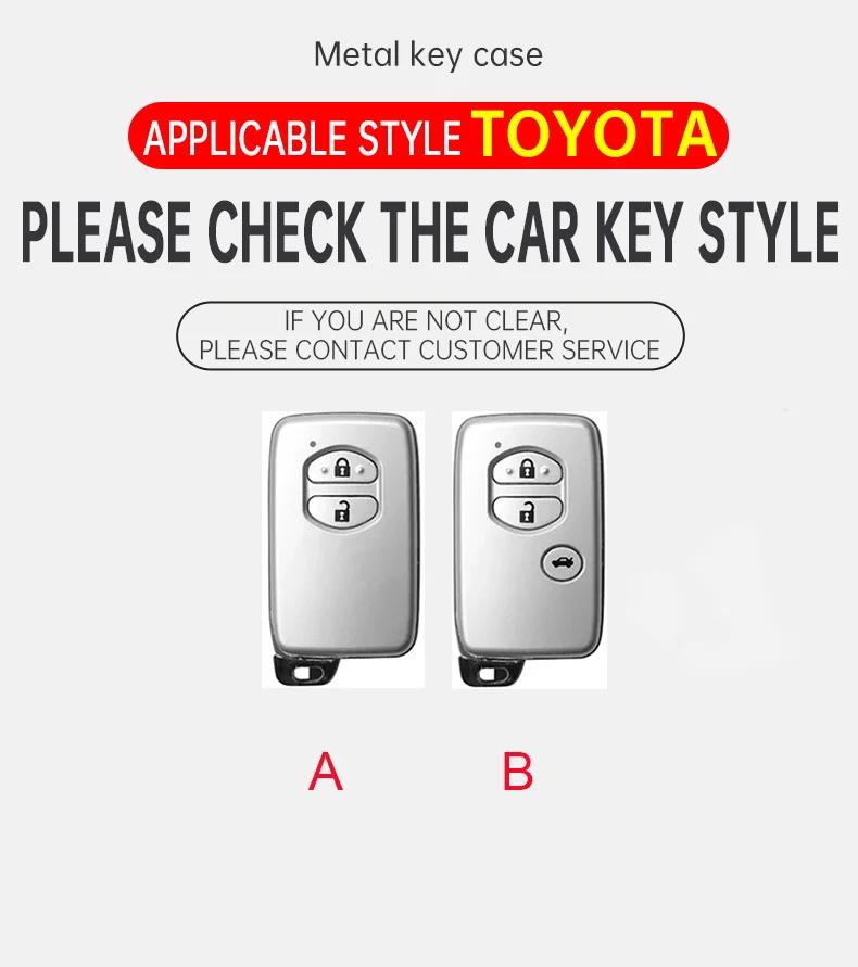 Color Name: PURPLE - Alloy Car Key Case Cover Shell Fob For Toyota Prius 30 Alpha Aqua Land Cruiser Auris For Lexus LC 200 2012 - 2014 Parts Keychain